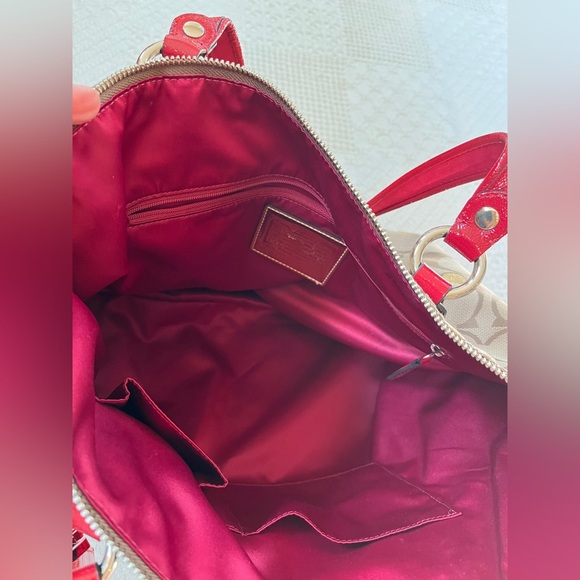 Coach Poppy Glam Shoulder Tote handbag, dustbag, 2 hangtags detachable strap EUC - Picture 12 of 17